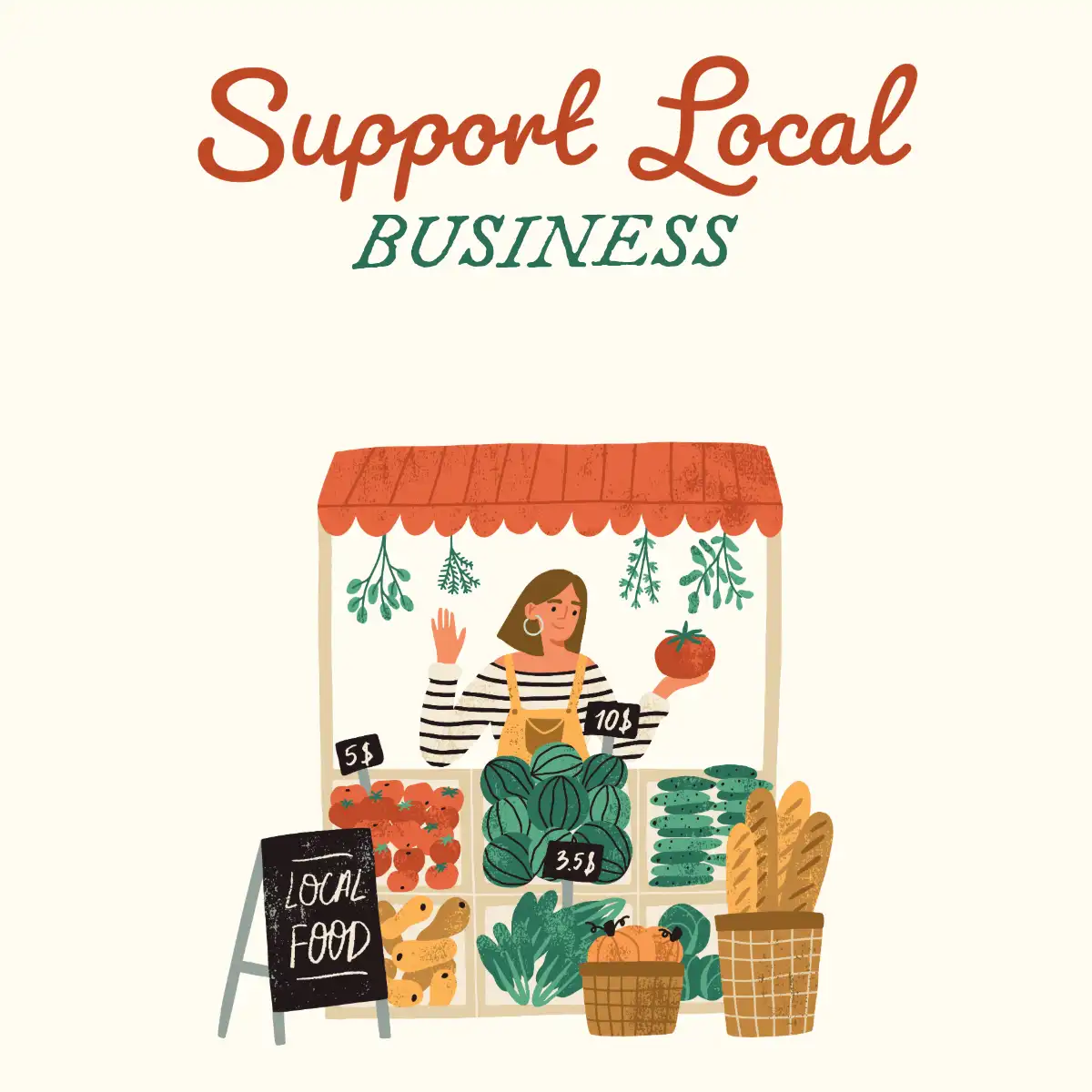 Text above reads 'Support Local Business.' Ideal visual for promoting Thrissur's best freelance digital marketer to help grow your business by supporting and marketing local enterprises.