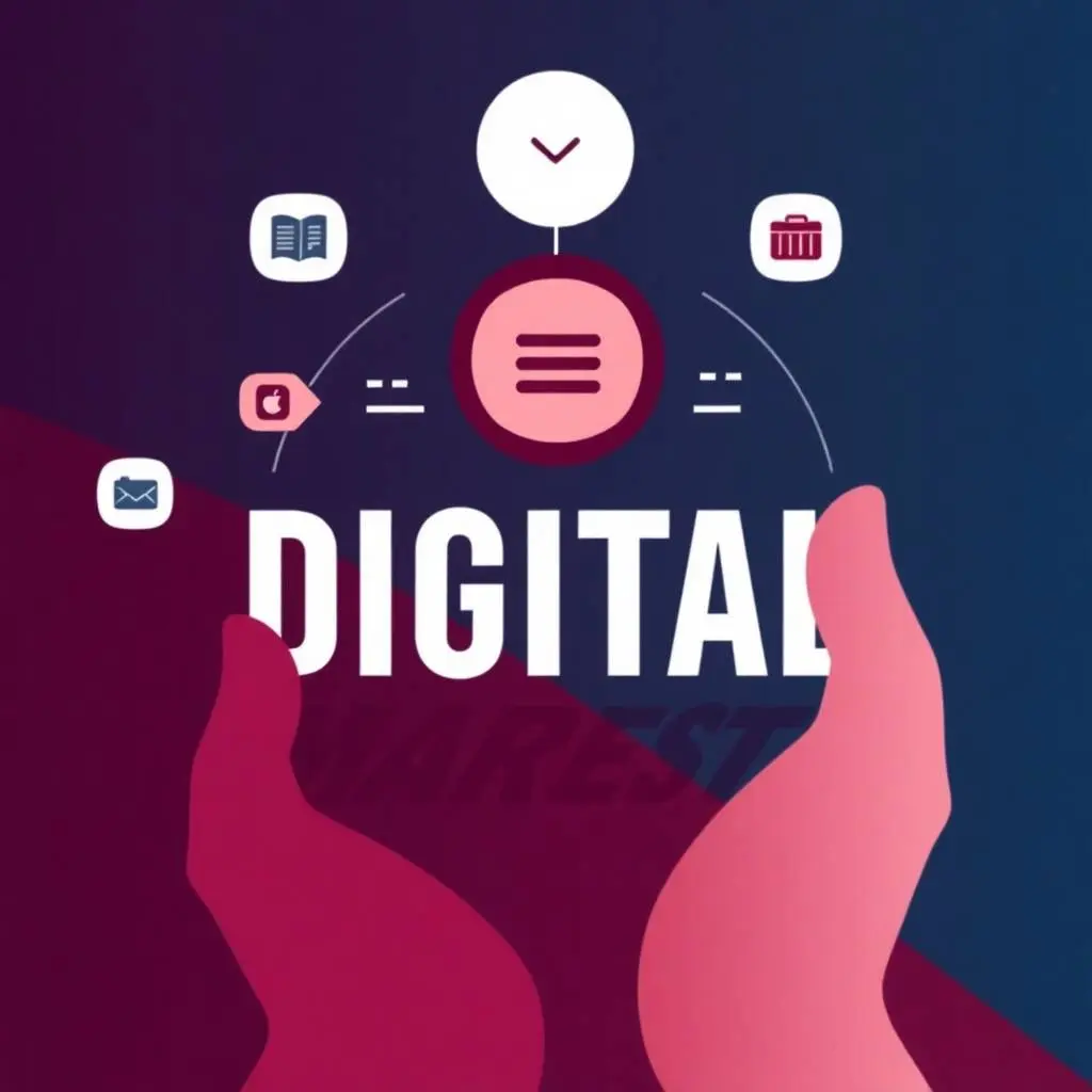 Visual representation of digital marketing tools and icons protected by hands, symbolizing strategy and care by the best freelance digital marketer in Thrissur.